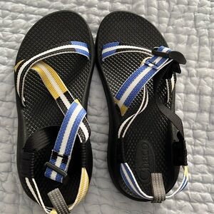 Chaco sandals kids size 3, barely worn. Blue, white and yellow stripe.